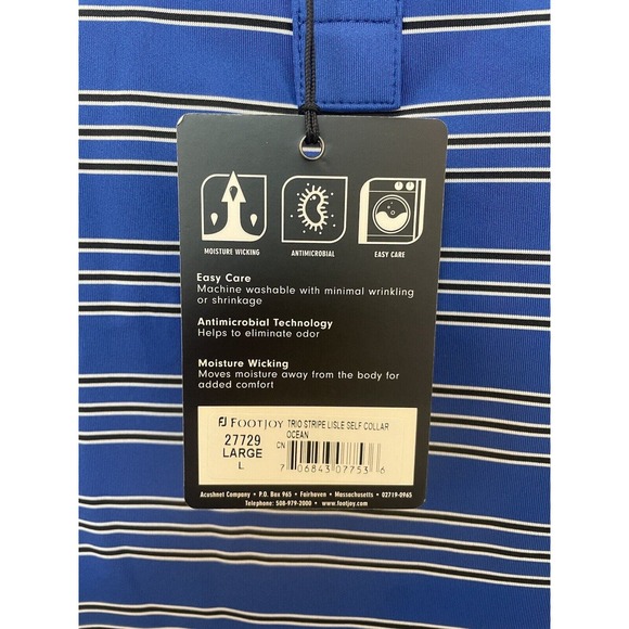 FootJoy FJ Striped Polo Performance Golf Shirt Mens Size Large Stretch 27729 - Picture 3 of 7